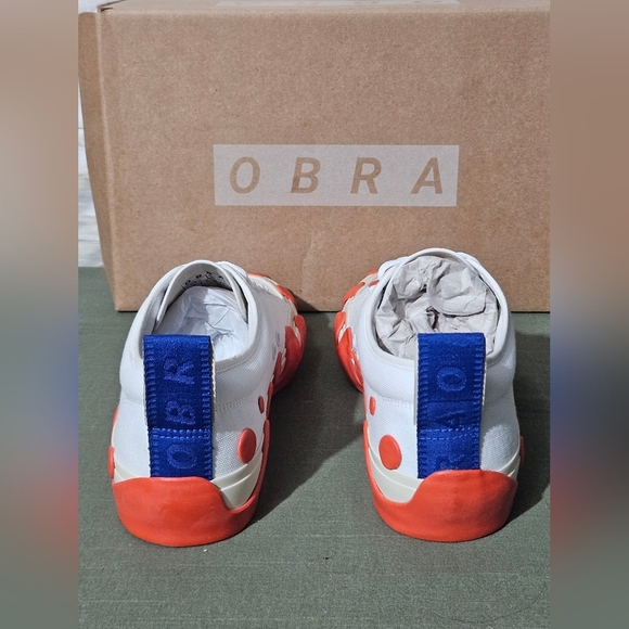 White and Orange Obra Men's Slip On Loafers - Picture 5 of 8